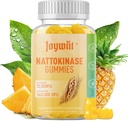 Nattokinase Gummies 12,000 FU, Serrapeptase Gummies 360,000 SPU Enzyme Supplement with Bromelain Papain & Inulin for Circulatory, Gut, Digestion Support, Vegan, Non GMO, 60 Counts