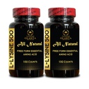 L- LYSINE Acid Supplements - Suplement Lysine wspomaga zdrowe wargi i tkanki ustnej, Amino Acid Lysine Hydrochloride, Bilans azotu - 2 butelki 200 Liczby