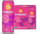ZYN Turmeric Wellness Drink 6 (Pack), Mieszane jagodowe aromatyzowane kurkumina napój z czarnego pieprzu, bez dodanego cukru, niskie węglowodany i niskokaloryczne napoje, Czysta alternatywa