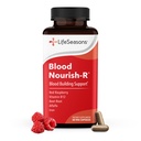 LifeSeasons Blood Nourish- R - Suplement do niedoboru żelaza - Pomaga niedokrwistość, Zmęczenie, Paleness & Zawroty głowy - Brak zaparcia - Blood Building - Żelazko, Alfalfa, Malina i Witamina B- 12- 60 Kapsułki