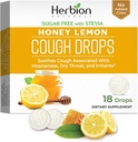 HERBION Naturals Kaszel Drops, Cukier wolny od Stevii, Suplement diety, Koszy Kaszel, dla dorosłych i dzieci powyżej 6 lat, 25 Kropli Każdy (18 Hrabia (1), Miód cytryna)