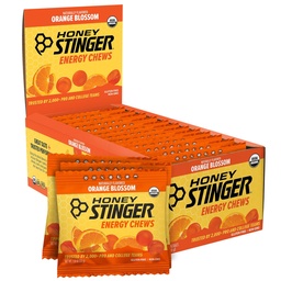 Honey Stinger Organic Orange Blossom Energy Chew, Gluten Free & Kofeina Free, do ćwiczeń, Bieganie i wydajność, Sports Nutrition for Home & Gym, Przed i w połowie treningu, 12 Pack, 21.6 unce