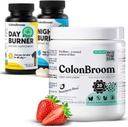 ColonBroom Pyllium Husk Powder, Colon Broom Colon Cleanser Fiber Suplement do Bloating Relief & Gut Health + Day & Night Burner Suplementy, Weight Management Pills (60 Służenia), 3 Produkty