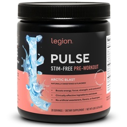 LEGION Pulse pre Workout Supplement - All Natural Nitric Oxide Precuting Drink to Boost Energy, Creatine Free, Naturally Sweetened, Beta Alanine, Citruline, Alpha GPC (Caetine Free Arctic Blast)