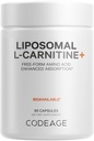 Codeage Liposomal L- Carnitine + Supplement - 500 mg L- Carnitine L- Winian na serving - Free- Form Amino Acid - Karnityna - Liposomal Delivery - Vegan, Non-GMO, Gluten- Free - 90 Kapsułki