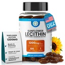 Lecytyna słonecznikowa 1200 MG 100 Softgels, 100-Day Supply Gwarantowane Czyste, Non- GMO, Soy- Free, Wspiera Mózg, Serce, Nerwy, Zdrowie wątroby, Funkcje kognitywne, Zdrowy Cholesterol, Wysoka Wchłanianie Formuła