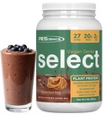 Pescience Select Vegan Protein Powder, Proszek białkowy na bazie roślin, Niesamowity smak, gładki tekstura, Groszek i brązowy mieszanka ryżowa, Wolny od nabiału, Laktoza, Wolny od glutenu - Czekoladowy masło orzechowe, 27 Służenie
