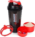 Butelka XTK Shaker Butelka 16OZ Butelka Shaker Protein z Mix Ball Przenośne Sportowe Butelki z ciekłym GYM Puchar dla Mieszanin protein z Magazynowaniem i Pill Organizator, Idealny do Pre Workout, BPA Free (Czerwony)
