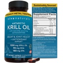 Viva Naturals Antarktyczny olej kryla Omega 3 Suplementy 1250 mg - DHA EPA Omega-3 & Astaksantyna Stężenie dla Joint Health, No Fish Burp - 60 Kapsułki oleju krylowego