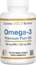 California Gold Nutrition Omega-3 Premium Fish Oil, Skoncentrowana formuła z EPA & DHA, Wsparcie dla optymalnego profilu lipidowego i systemu immunologicznego, Gluten Free, Non-GMO, 100 Softgels żelatyny ryb