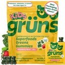 Gruns Multivitamin dla dzieci, Super Zielonych Gummies, Superfood Gummy Bears z 20 + Witaminy i minerały, Spirulina, Chlorella, Prebiotyki Fiber dla zdrowia, Suplement Adaptogens, 28 dzień Dostawy