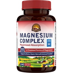 Vitalitown Magnezu Complex Supplement 500mg, Maksymalna absorpcja, NSF Certyfikowany Chelatowany Glycinat magnezu, Malate, Taurate & Citrate for Sleep, Energy & Heart, Wegan, Non-GMO 240 Czapki