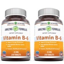 Niezwykłe witaminy B6 Pyridoxine 25mg 250 Tablets Supplement Equipment 124; Non-GMO Equipment 124; Gluten Free Equipment 124; Made in USA (2 Pack)