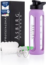 Fitness 124; 24 oz szklanej butelki shaker protein - BPA- Free, Leakproof Lid, Stal nierdzewna mieszania Ball & Silicone Sleeve - siłownia shaker dla Smoothies, Shakes & Pre- Workout - Pastel Purple