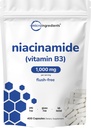 Witamina B3 Niacynamid 500 mg na kapsułkę, 400 kapsułek 124; 1000 mg spłukiwanej niacyny na porcję, Esential B Suplement witaminy 124; Zdrowie skóry i wsparcie energetyczne 124; Non-GMO, Gluten wolny