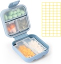 Dynippy Daily Pill Organizator 5 Komory Przenośny Wilgotny Dowód Mały Pill Case for Pocket Purse Travel Pill Box Przenośna medycyna Witamina Fish Oil Holder Container (Niebieski)