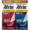 Afrin no Drip Original + Night Nasal Mist Bundle Pack, Non- Drowsy, Fast- Acting Decongestant for nosal Congestion and Sinus Pressure Relief, Dorośli i Dzieci 6 i Starsze, .5 fl oz (Opakowanie 2)