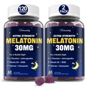 Melatonina Gummies 30 mg dla dorosłych: Maksymalne stężenie Melatoniny Suplement z L- Theanine, Ashwagandha, MSM, Witamina D3 i Cynk - Non-Habit Forming, Naturalne mieszane Berry Flavor 60 Count (Pack of 2)