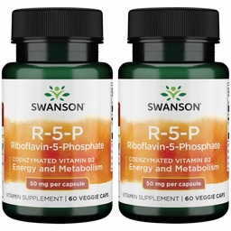 Swanson R- 5- P (Riboflavanin - 5- Fosforan) - Suplement witaminy B2 Promowanie energii, Metabolizm i Wizja Zdrowie - Naturalna formuła Wellness - (60 kapsułek) (2 opakowania)