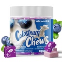 Bovine Colostrum Chews Suplement z probiotykami dla zdrowia Gut, Bloating, Wsparcie immunologiczne, Skóra, Wzrost włosów i uroda - Blueberry Flavor (60 Służenia)