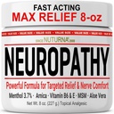 Neuropathy Nerve Relief Cream - Szybkie działanie Max Relief for Feet Hands Legs Toes Back - Ultra Siła Menthol Arnica Aloe Vera MSM, Soothing Natural Nerve Comfort Relief, Super Large 8 Oz