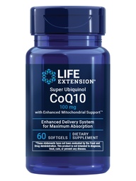 Life Extension Super Ubiquinol CoQ10 z ulepszonym Mitochondrial Support, Pothent Heart Health & Cellular Energy Production Support, Ultra- absorbable, Gluten- Free, Non-GMO, 100 mg, 60 softgels