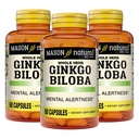 MASON NATURAL Ginkgo Biloba, 3 miesięczne dostawy, Pomaga poprawić psychiczną alertywność i wsparcie Optymalne funkcje mózgu, 60 kapsułek (3 opakowania)