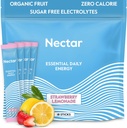 Nectar Energy Booster - Kofeina organiczna, B12 & Electrolytes - Sugar Free & Zero Calorie - Healthy Coffee, Energy Drink & Soda Alternative - Hydration & Energy Supplement (Straw. Lemoniada 18 Pakiety)