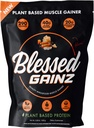 BLESSED Gainz Vegan Protein Powder Mass Gainer - 40 g Plant Based Protein Powder - Meal Replacement Shake with Pea Protein Powder - Vegan Protein Shake - 40 Serings (Masło orzechowe)