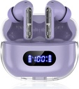 Fioletowe bezprzewodowe słuchawki P1 PRO, słuchawki bezprzewodowe Bluetooth słuchawki z jasnych Mics Mics Mics Mir, Komfortowy Fit, IPX7 Waterproof Long Battery Life, 30H Playtime do treningu sportowego
