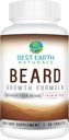 Best Earth Naturals Beard Growth Formula for Men Vitamins, Nutrients, Biotin, Saw Palmetto, and PABA for Facial Hair Growth 30 Count