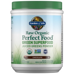 Ogród życia Surowiec Organic Perfect Food Green Superfood Zielone Zielony Proszek - Czekolada, 30 Słupki - Non-GMO, Gluten Free, Vegan Whole Food Dietary Supplement, Plus Probiotyki i enzymy