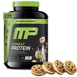 MusclePharm Combat Protein Powder, Cookies 'N' Cream Flavor, Fuels Muscles for Productive Workouts, 5 Protein Sources including Whey Protein Isolate & Egg Albumina, Gluten Free, 4 lb, 52 Servings