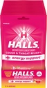 HALLS Relief + Wsparcie Energetyczne, Truskawki Lemoniada Kasza, 12 Torby z 25 Kropli (300 Total Drops)
