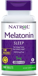 Natrol Time- Release Melatonin 5 mg, Suplement diety do niespokojnego snu *, 100 tabletek (Opakowanie po 2), 200 Day Supply
