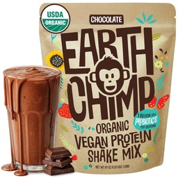 EarthChimp Organic Vegan Protein Powder - z probiotykami - Non GMO, Dairy Free, Non Whey, Plant Based Protein Powder for Women and Men, Gluten Free - 52 Servings, 64 Oz (Czekolada)
