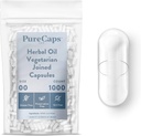 Purecaps USA - Empty Herbal Oil Vegetarian Pill Kapsułki Rozmiar 00 XI124; 1000 Połączone Pigułki 124; Clear Network 124; Non-GMO Certified Between 124; SLS, Gluten, Preservative Free