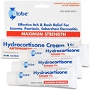 Globe (3 Pack Hydrokortyzon Maximum Strength Cream 1%, krem przeciwswędzeniowy na zaczerwienienie, obrzęk, swędzenie, wysypka, Bug / Mosquito Bites, Wyprysk, hemoroidy i więcej