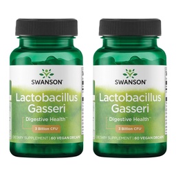 Swanson Lactobacillus Gasseri - Suplement Probiotyczny wspierający zdrowie pokarmowe z 3 Miliardami CFU - Satyety & Fat Metabolizm Wsparcie - (60 Kapsułki wegetariańskie) 2 Butelki