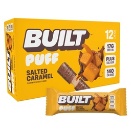 Built Bar, Puff Protein Bars, Salted Caramel Puff, 17 g Protein Snacks, On- The- Bary, Tylko 140 Calories, 6g Sugar, Collagen, Gluten Free, 12 Count