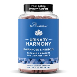 Suplement Harmony moczowej D- Mannose - Zdrowie Traktu moczowego dla kobiet - Oczyszcza i spłukuje układ moczowy - Potężna formuła siły klinicznej z DMannose i Hibiscus - 180 szybko działających kapsułek