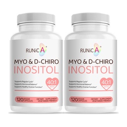 Myo- Inositol & D- Chiro Inositol Suplement dla Kobiet - Idealny 40: 1 Stosunek -Wsparcie dla Kobiet Hormon Równowaga & płodności i zdrowia jajników - Wegańskie kapsułki w proszku - 60- Day Supply