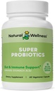 Natural Wellness Super Probiotic + Prebiotic Blend – 10 Billion CFUs with 8 Strains – Probiotics for Women & Men for Digestive Health, Gut Balance & Immune Support – Non-GMO, 30-Day Supply