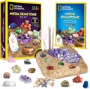 NARODOWE GEOGRAFICZNE Mega Gemstone Dig Kit - Wykopać 15 Prawdziwe kamienie i kryształy, Science Kit for Kids, Gem Kopanie Kit, Prezent dla dziewcząt i chłopców, Zestaw górniczy, Rock Collection