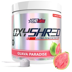 EHP Labs OxyShred przed treningiem proszek i suplement do rozdrabniania - Proszek do treningu z L glutaminy i acetylo L karnityny, Napoje energetyczne Boost - Guava Paradise, 60 Służenie