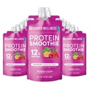 Designer Wellness Smoothie Protein, Prawdziwe owoce, 12g białka, Niskie węglowodany, Zero dodawany cukier, Gluten- free, Nie-GMO, Brak sztucznych kolorów lub aromatów, Malina Passion Fruit, 12 Hrabia