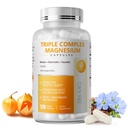 Triple Magnezu Complex - Glicynian magnezu, Taurate & Malate Supplement z Omega3, Ashwagandha, GABA dla snu, Serce mózgu i wsparcie mięśni - Wysoka absorpcja i łagodność, Wegan, 120 Kapsułki