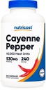 Nutricost Cayenne Pepper 530mg, 240 kapsułek - 40 000 jednostek ciepła, Gluten Free, Non-GMO