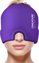 ONLYCARE Migrena Relief Cap, Kojąca czapka z bólem głowy, Ulepszony żel bezogonowy, Hot and Cold Therapy, Pack na ból głowy do napięcia i stresu (Purpurowy)