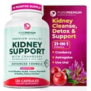 PurePremium Nerki Supplement Supplement - Nerki Cleanse Detox & Naprawa z Cranberry Extract & Astragalus - 21- in-1 Complex Supports Normal Bledder, Trakt moczowy & Nerki Zdrowie - 120 Day Supply
